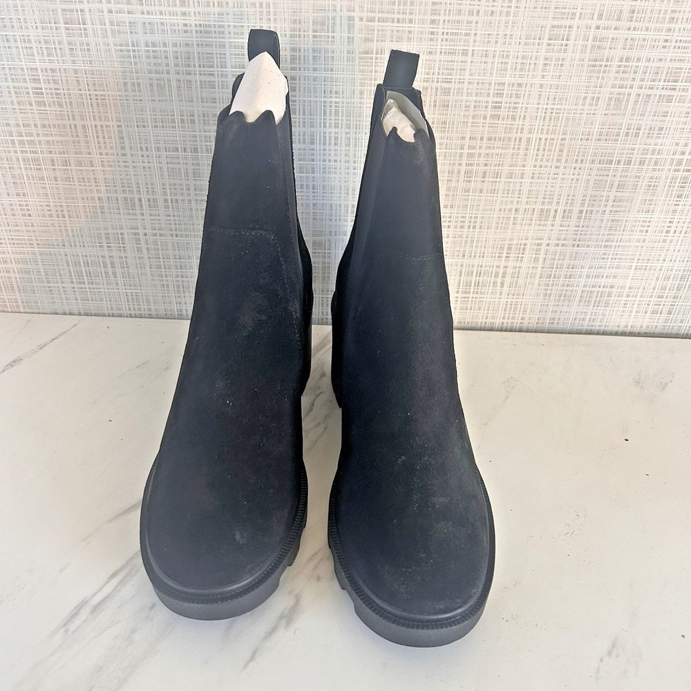 Suede Boots Lisa Vicky JOLT-V Black Split Suede Ankle Chunky Women's Sz 7.5 New! - Picture 2 of 5